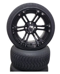 14” RockStars ,Gloss Black, Wheel Kit with low profile tires.