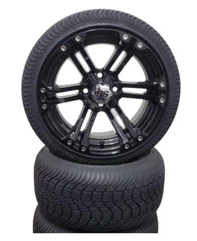 14” RockStars ,Gloss Black, Wheel Kit with low profile tires.